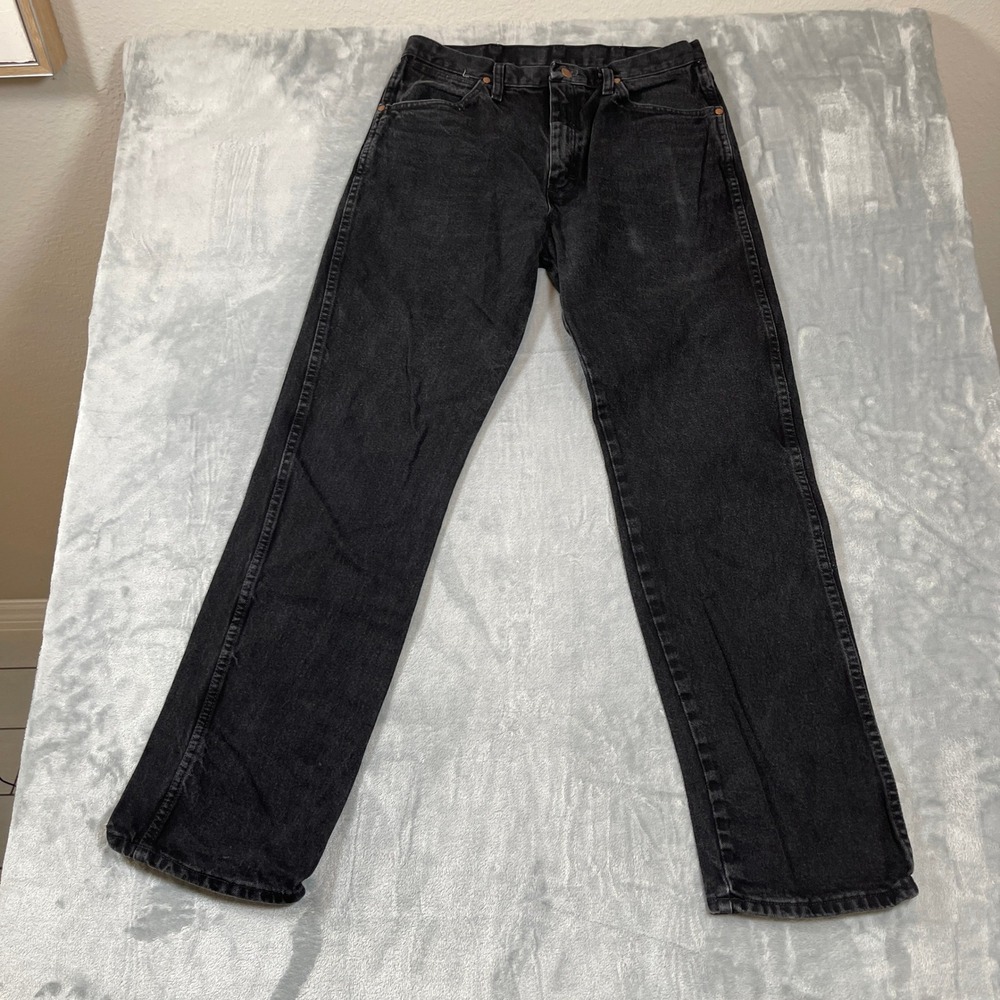 Wrangler Cowboy Cut Relaxed Fit Jeans Mens 33x32 Black Straight Leg Denim 935NAV